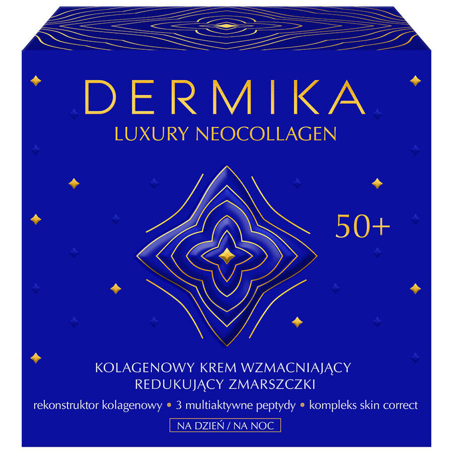 Dermika Luxury Neocollagen 50+, crème fortifiante au collagène pour réduire les rides de jour et de nuit, 50 ml