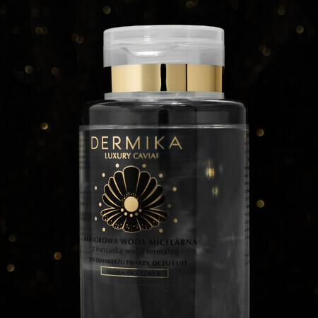 Dermika Luxury Caviar, eau micellaire au caviar pour le démaquillage du visage, des yeux et des lèvres, peaux matures, 400 ml