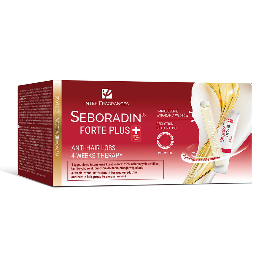 Seboradin Forte Plus, tratament împotriva căderii părului, 5,5 ml x 24 fiole + serum, 4 x 6 g