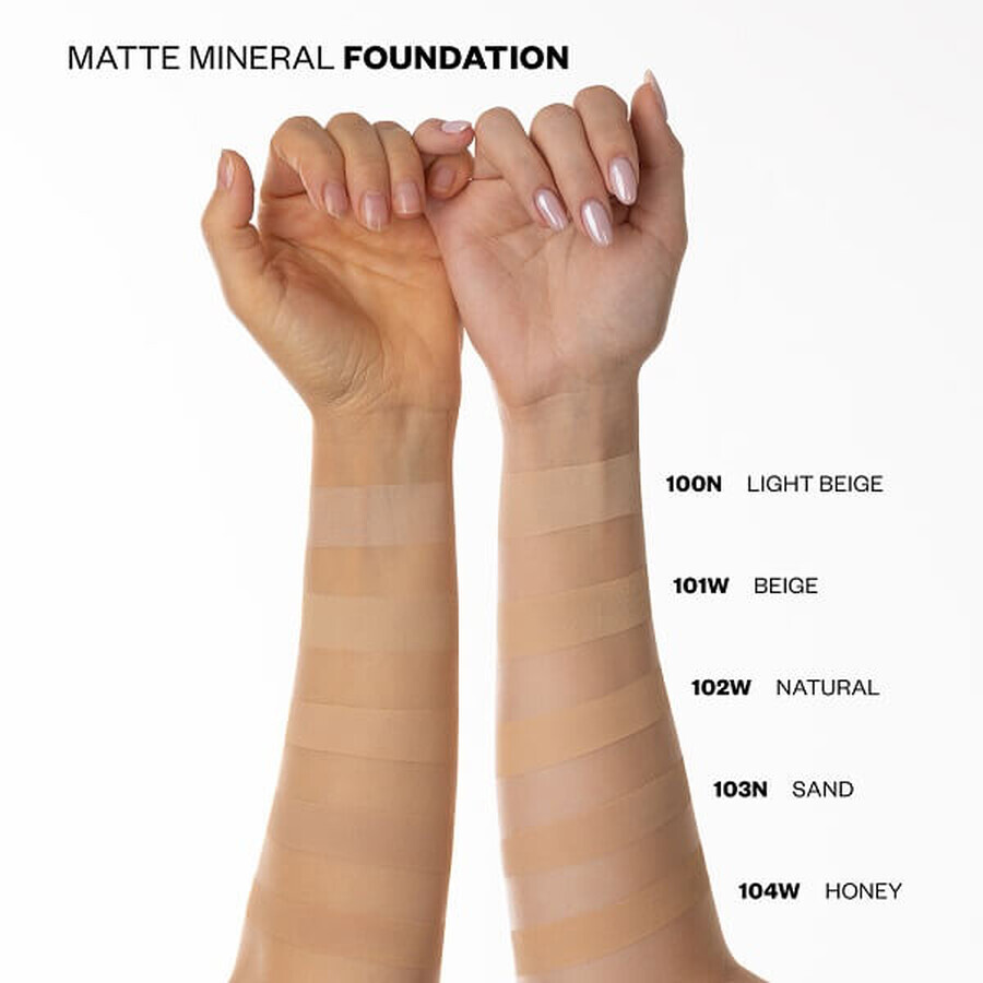 Mineralisches Mattierendes Make-Up 101W Beige 7g - Langanhaltendes Feuchtigkeitsspendendes Make-Up mit Natürlichem Glanz