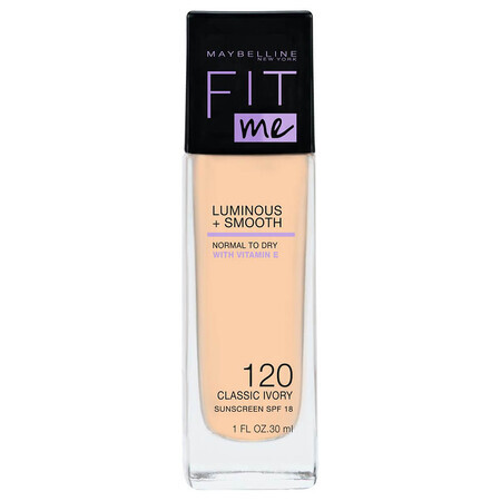 Maybelline Fit Me Luminous + Smooth Foundation Rozwietlajcy Podkad 120 Classic Ivory, 30ml----Neuer Name: Maybelline Fit Me Luminous + Smooth Foundation Aufhellender Flüssigfoundation 120 Class