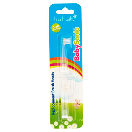 Brush-Baby BabySonic, têtes de brosse à dents sonique pour enfants, 0-18 mois, 2 pièces