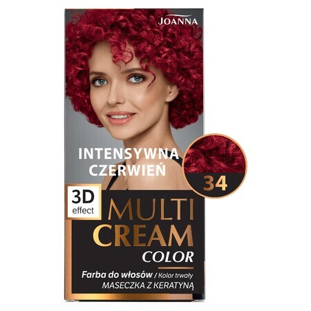 Joanna Multi Cream Color, teinture pour cheveux, 34 rouge intense, 1 pièce