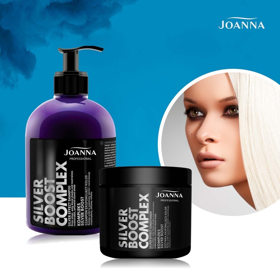 Joanna Professional Silver Boost Complex, shampoing cheveux mettant en valeur la couleur, 500 g