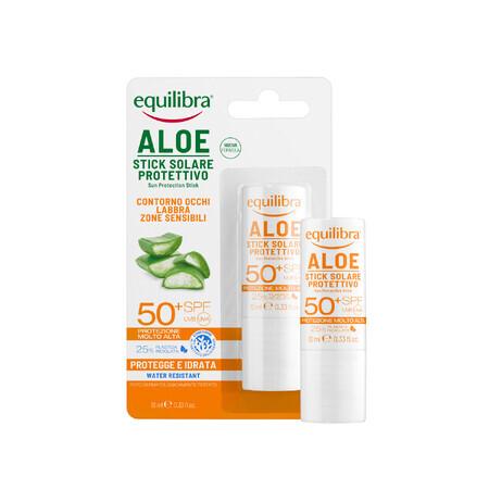 Equilibra Aloe, stick di protezione solare, SPF 50+, 10 ml