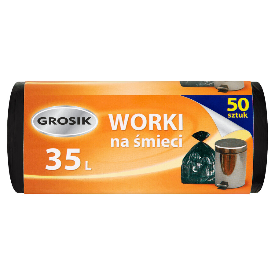 Grosik, sacs poubelles HD, 35 l, 50 pièces