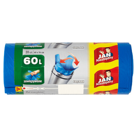 Jan Niezbędny, sacs poubelles, Easy-Pack, bleu, 60 l, 20 pièces