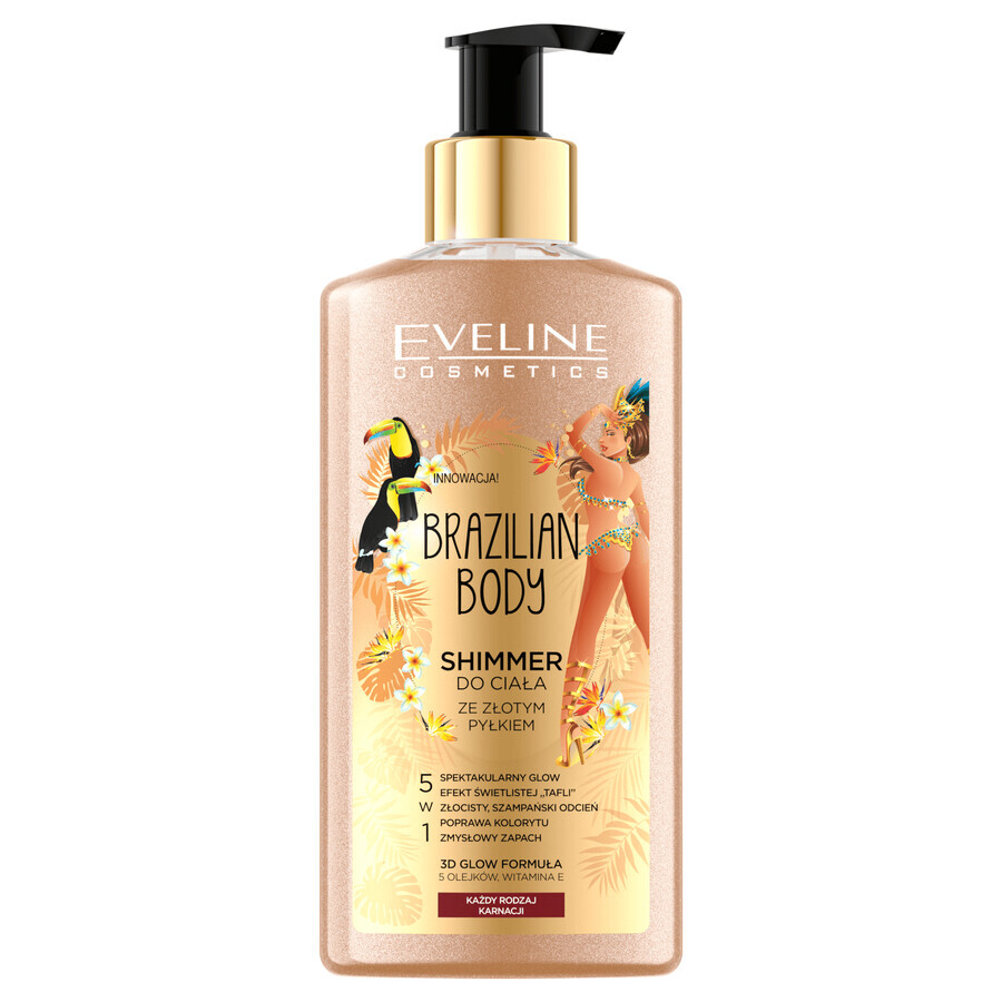 Eveline Cosmetics Corps Brésilien, corps scintillant avec poussière d&#39;or, 150 ml