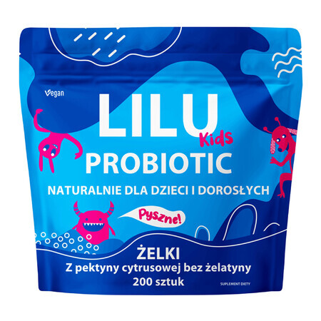 Lilu Kids Probiotic, gelées naturelles pour enfants et adultes, saveur mûre, 200 pièces