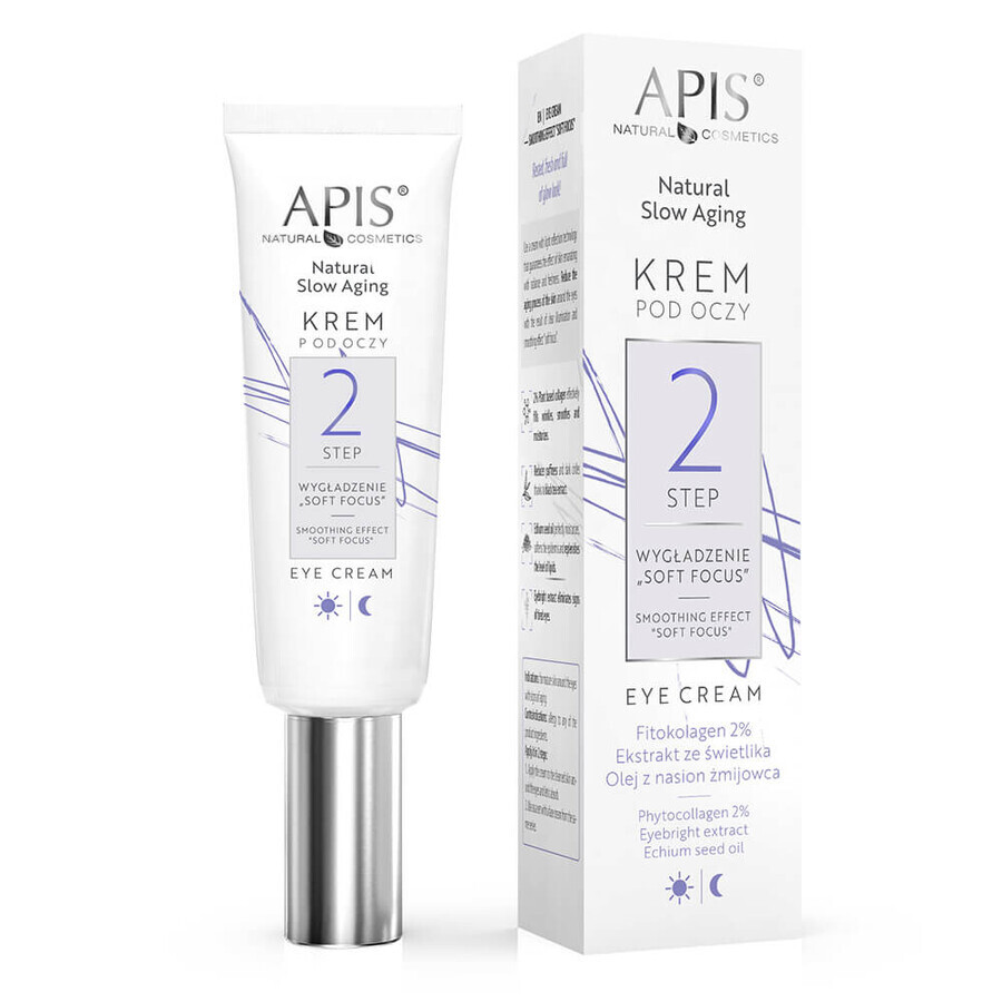 Apis Natural Slow Aging Step 2, crème contour des yeux, soft focus lissant, 15 ml