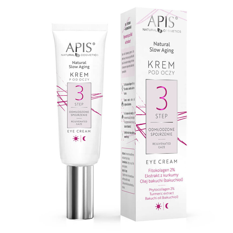 Apis Natural Slow Aging Step 3, crème contour des yeux, aspect rajeuni, 15 ml