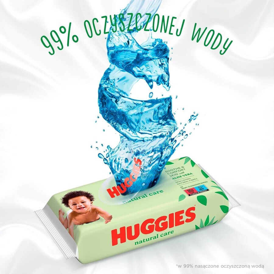 Huggies Natural Care, șervețele umede, 56 bucăți