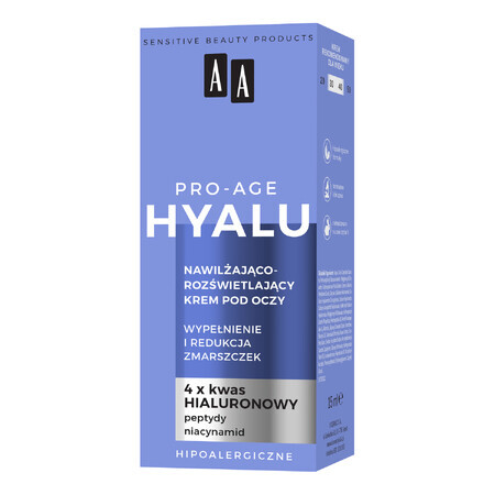 AA Hyalu Pro Age, crème contour des yeux hydratante et illuminatrice, 15 ml