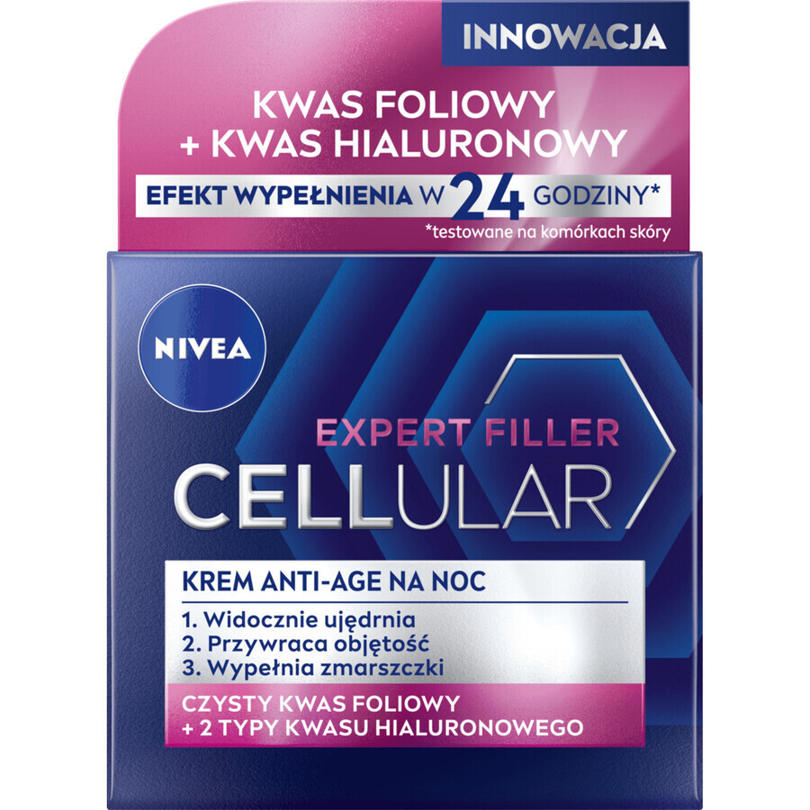 Nivea Hyaluron Cellular Filler, crème de nuit anti-âge, 50 ml