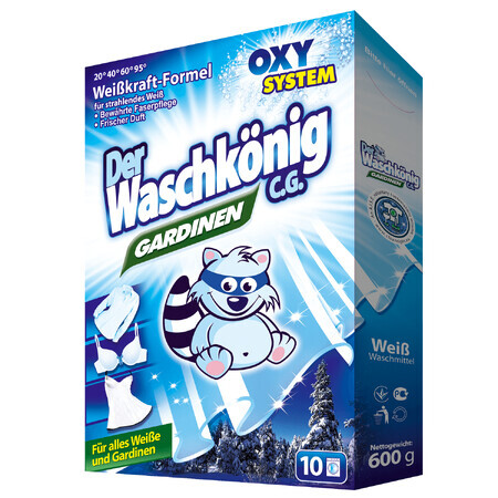 Der Waschkonig Gardinen, lessive pour rideaux et sous-vêtements, blanc, 600 g