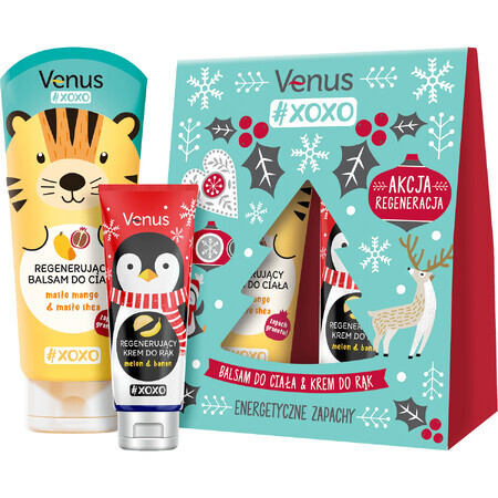 Coffret Venus XOXO Action Régénération, baume corps, 250 ml + crème mains, 100 ml