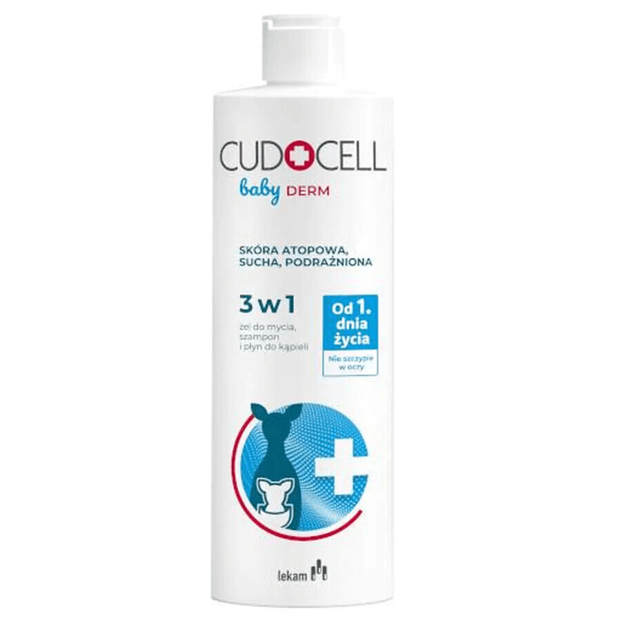 Cudocell Baby Derm, 3-in-1 wash, shampoo and bath lotion, atopic, dry, irritated skin, from the first day, 400 ml