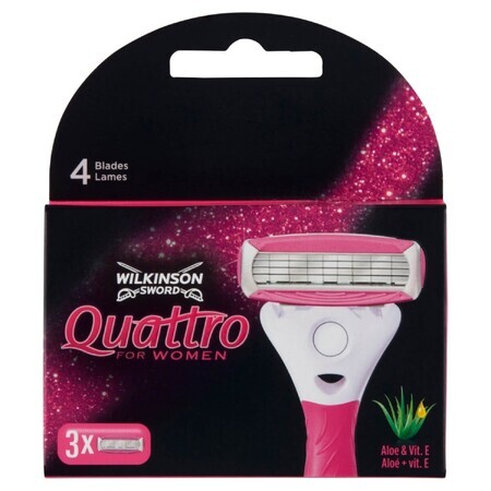 Wilkinson Sword Quattro For Women, recharges de rasoir, 3 pièces