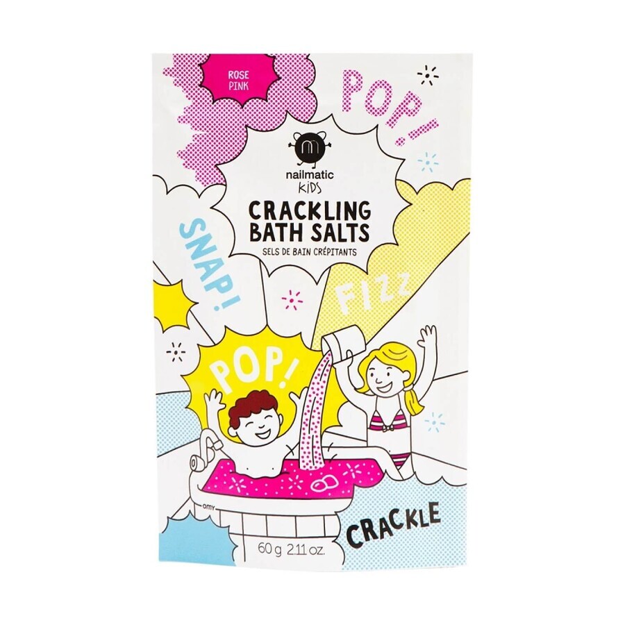 Nailmatic Kids Crackling, effervescent bath salt, for children, pink, 60 g