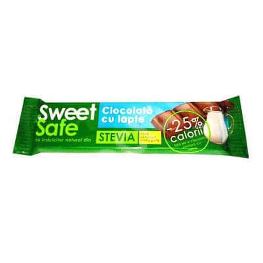 Chocolat au lait avec édulcorant naturel stevia Sweet&Safe, 25 g, Sly Nutrition