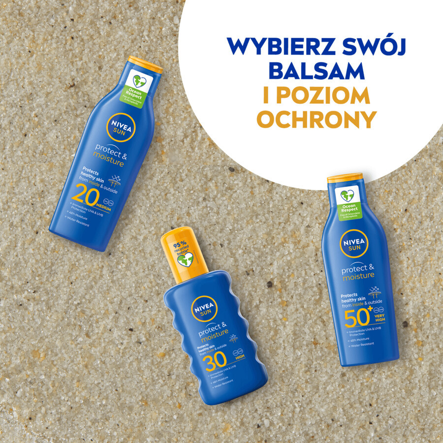 Nivea Sun Protect & Moisture, Loțiune solară hidratantă, SPF 30, 200 ml