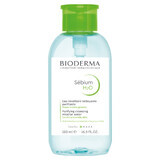 Bioderma Sebium H2O, fluide micellaire pour peaux grasses, mixtes et acnéiques, avec distributeur, 500 ml