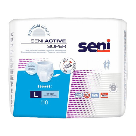 SENI ACTIVE SUPER culotte absorbante, Large, pour adulte, 10 pièces