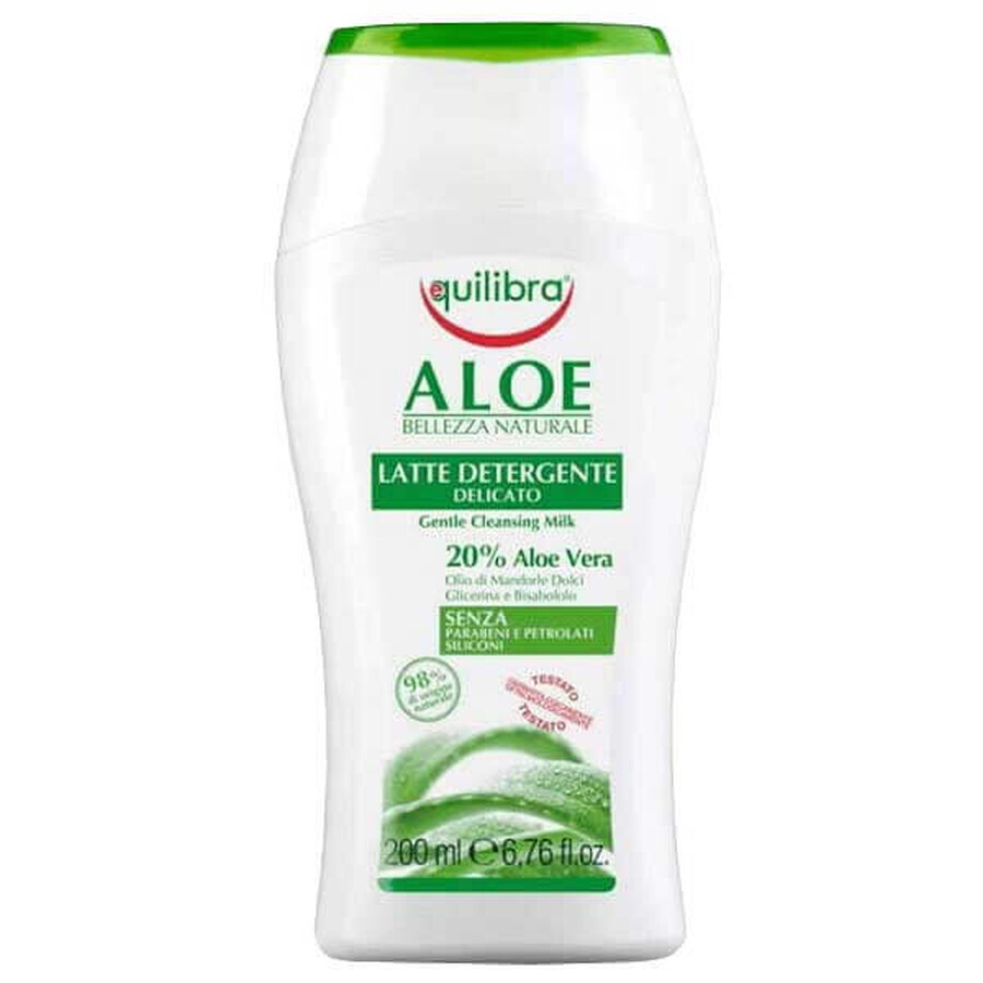 Equilibra Aloe, lait nettoyant doux pour le visage, aloès, 200 ml