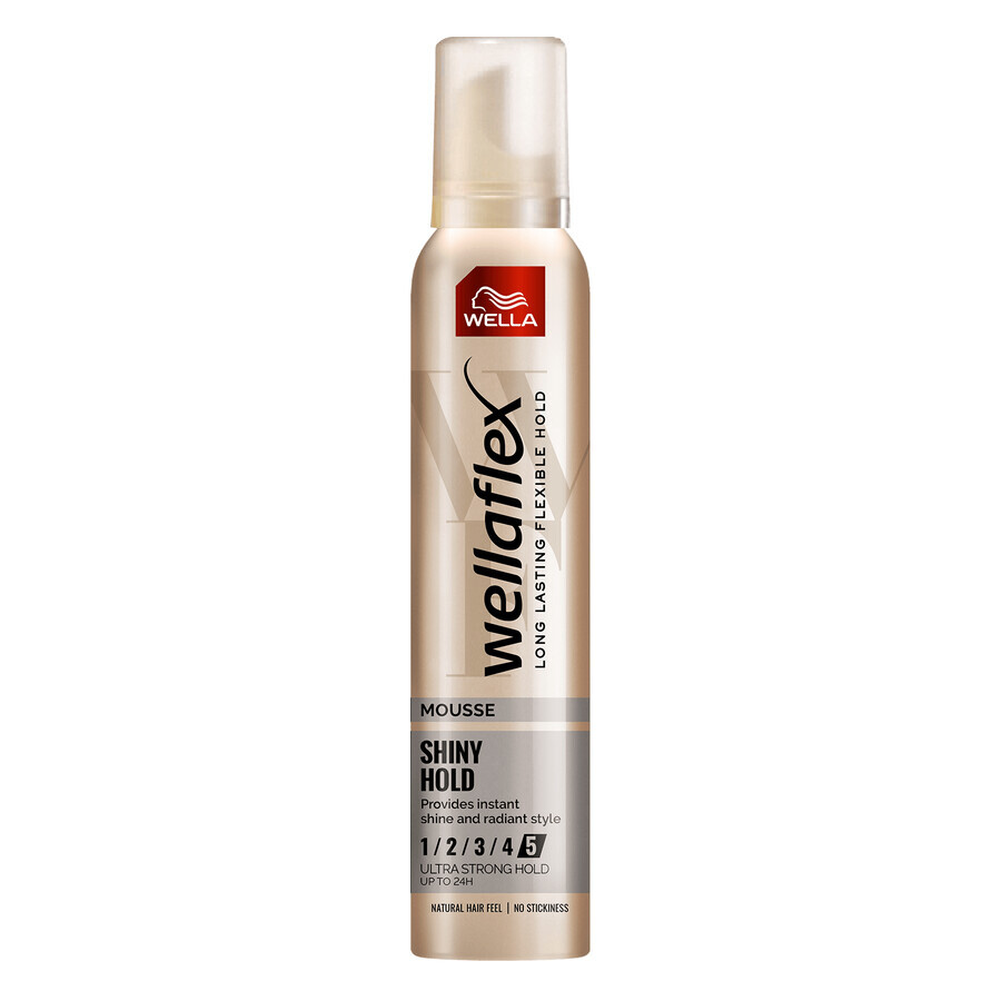 Wella Wellaflex Shiny Hold, mousse capillaire, force 5, 200 ml