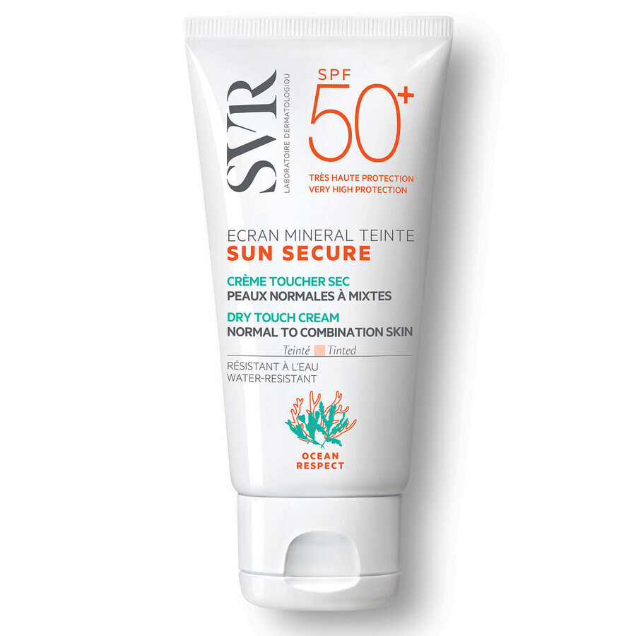 SVR Sun Secure Ecran, cremă de față minerală colorată SPF 50+, ten normal și mixt, 60 g