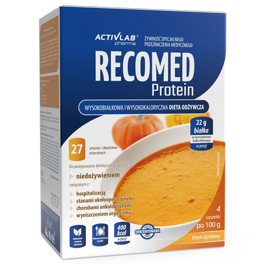 ActivLab Pharma RecoMed Protein, préparation nutritionnelle, crème de potiron, 100 gx 4 sachets