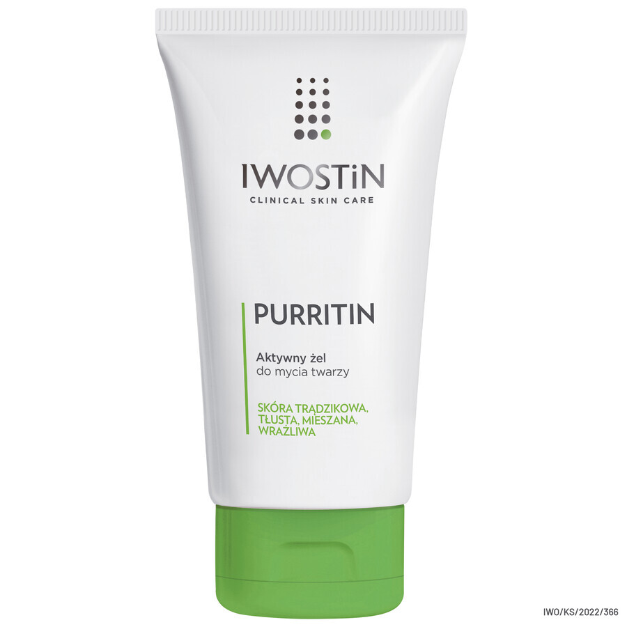 Iwostin Purritin, gel nettoyant actif pour le visage, 150 ml