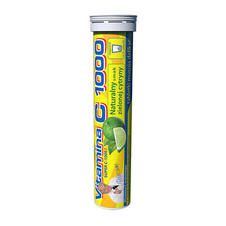 Vitamine C 1000 Uniphar, arôme citron vert, 20 comprimés effervescents