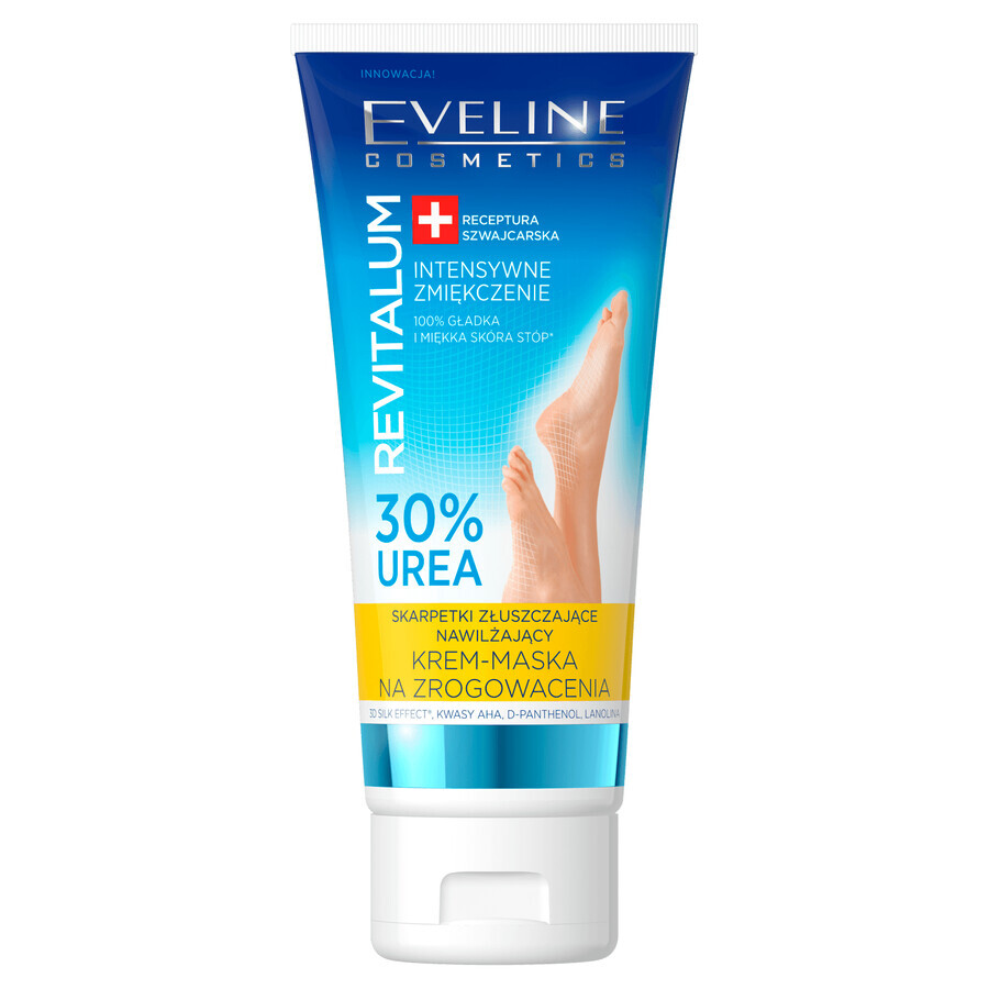 Eveline Cosmetics Revitalium, chaussettes exfoliantes, crème-masque hydratante pour les pieds pour callosités, 100 ml