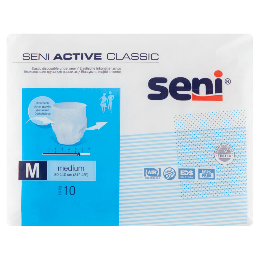 Seni Active Classic, culotte absorbante, Medium, 80-110 cm, 10 pièces