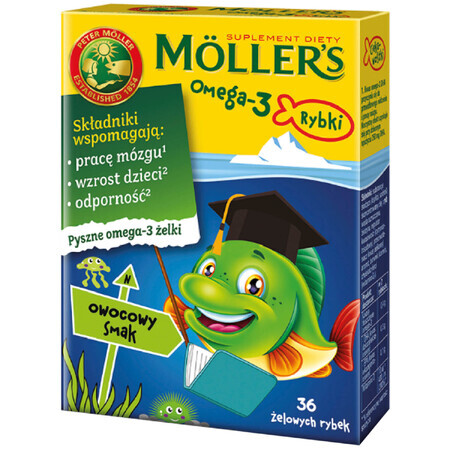 Moller&#39;s Omega-3 Fish, gelées, saveur de fruits, 36 pièces