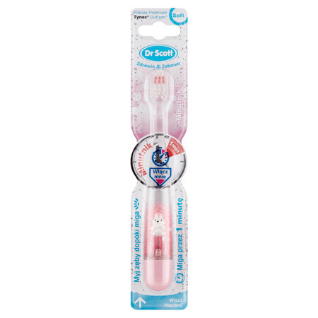 Dr Scott, brosse à dents pour enfants, clignotante avec minuterie, cristal, 1 pièce