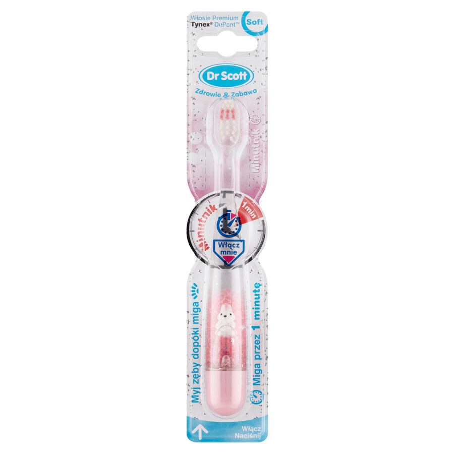 Dr Scott, brosse à dents pour enfants, clignotante avec minuterie, cristal, 1 pièce