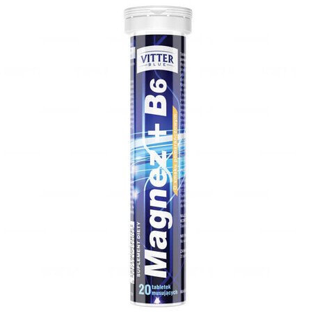 Magnésium + Vitamine B6, Bleu de Vitter, 20 comprimés effervescents