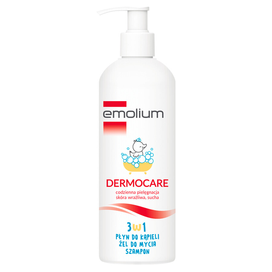 Emolium Dermocare 3în1, loțiune de baie, gel de spălare și șampon, după 1 lună, 400 ml