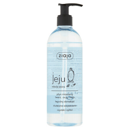 Ziaja Jeju, fluide micellaire visage, yeux et lèvres, démaquillage doux, 390 ml