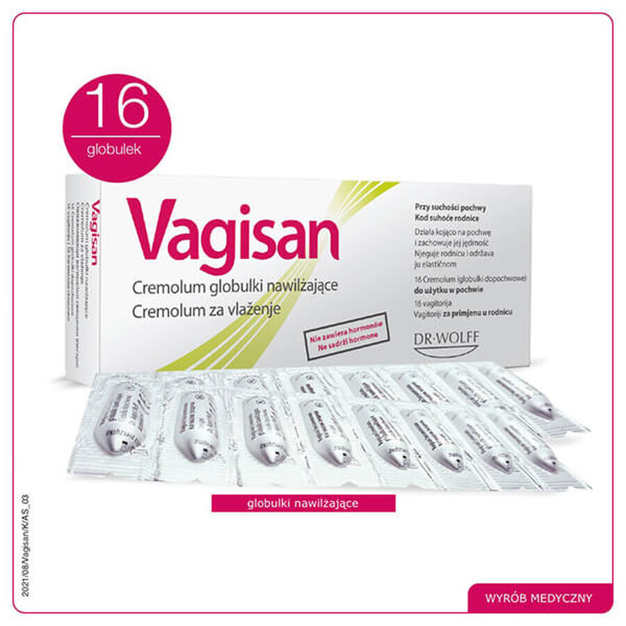 Vagisan Cremolum, globuli vaginali idratanti, 16 unità