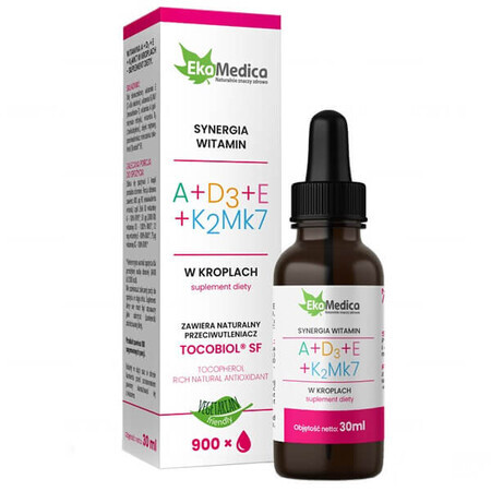 EkaMedica Synergia vitamina A + D3 + E + K2MK7, gotas, 30 ml