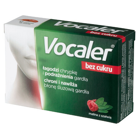 Vocaler Bez Cukru, raspberry and sage, 12 lozenges