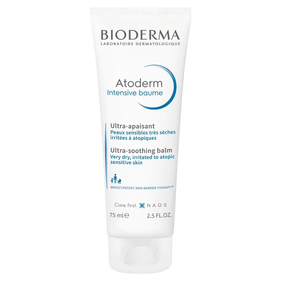 Bioderma Atoderm Intensive Baume, baume émollient apaisant, peaux sèches et atopiques, dès la naissance, 75 ml