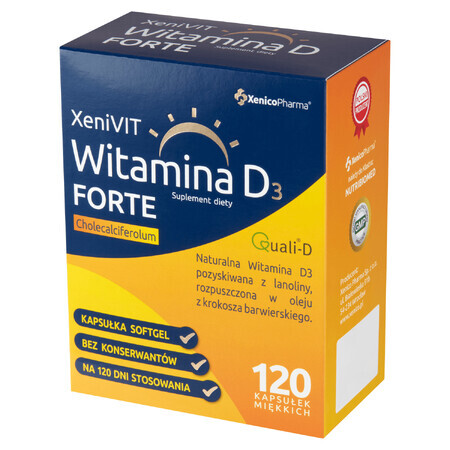 XeniVIT Vitamina D 4000 Forte, 120 capsule - Integratore alimentare per sostenere la salute delle ossa.