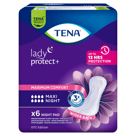 Assorbenti Tena Lady Maxi Notte, 6 pezzi - Comfort anatomico e protezione per la notte