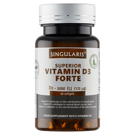 Singularis Superior, Vitamine D3 Forte 5000 UI, 60 capsules molles