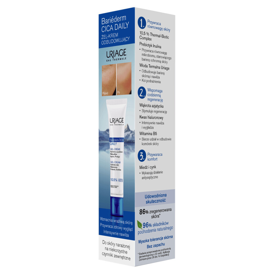 Uriage Bariederm CICA Daily, gel-crème reconstructeur peaux sensibles, 40 ml