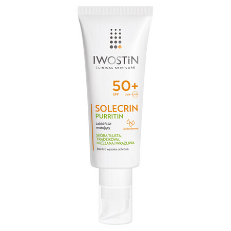 Iwostin Solecrin Purritin, fluide matifiant léger, SPF 50+, 40 ml